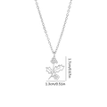 Silver leaf pendant necklace in minimalist style with 1.7cm x 1.3cm dimensions - December