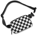 Waterproof polyester waist bag featuring a classic black and white checkerboard pattern - Black White Grid