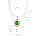 Collana di perle barocche con ciondolo a goccia verde e catena in acciaio titanio P1517 - Collana Perla Pendente Goccia (P1517)