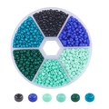 Kit perline di vetro in 6 colori toni nero e verde in una scatola rotonda per creazioni fai da te - Serie Sempreverde (3mm) / 1900pz/Scatola