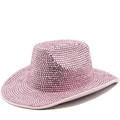 Funkelnder rosa Cowboyhut mit Strasssteinen für Damen bei Festival-Party-Events - M (56-58cm) / Rosa voller Strass (02 Rosa Diamant Cowboy)