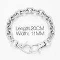 Pulsera cadena hombre 11mm acero inoxidable plata con doble cierre mosquetón, 20cm - 11mm Cierre Doble (KB180248-Z) / Color Acero
