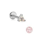 S925 sterling silver labret stud with three white opal stones in a triangle design - Three Stones Shape (4 Platinum)