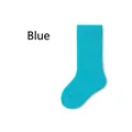 Soft cotton ribbed mid-calf socks in light blue for children and infants - Blue