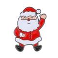 Detail of waving Santa Claus enamel brooch with vibrant red and white drip oil finish - 09 Gun Black Santa Claus