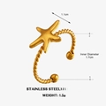 Anillo de estrella de mar dorada en acero inoxidable con detalles de tamaño - Estrella de mar / Dorado