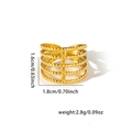 Detailed size view of a gold multi-layer hollow titanium steel ring with bead texture - Adjustable Open / Five-layer Bead Texture Style (TYGR0283) / Gold