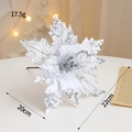 Weiße künstliche Weihnachtsblume mit silbernen Pailletten und Glitzer-Dekoration - Silber
