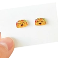 Boucles d'oreilles taco scintillantes avec visage souriant pour fête mexicaine - Taco