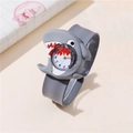 Cute grey shark cartoon slap watch for kids with silicone strap and analog quartz dial - Shark