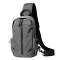 Bandolera de nailon gris oscuro para hombre con tejido impermeable y correa ajustable - Gris