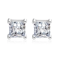 Sparkling S925 sterling silver square-cut moissanite stud earrings for women with high luster - Square Stud Earrings (ED41)