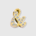 Golden ampersand charm with cubic zirconia inlay for personalized jewelry making - Symbol - Gold