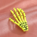 Harajuku gothic skeleton hand hair clip in vibrant lemon yellow for Halloween - Fluorescent Yellow (8618)