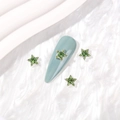 Star-shaped green rhinestone nail art charms with silver alloy base for manicure - Silver Fruit Green Zirconia