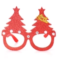 Sparkly red Christmas tree glasses with glitter finish and Merry Christmas gold lettering - Red Christmas Tree Style