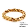 Pulsera de cadena doble de acero inoxidable dorado de 9mm para hombre con largo 20,5cm - Dorado (KB119233-KFC)