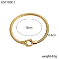 Bracciale a catena a graffetta minimalista in acciaio inossidabile dorato con chiusura - Catena a Serpente Fine (HS1105D1)