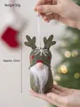 Gnomo de Navidad con barba de felpa y astas de reno, altura 12 cm, peso 50 g - Papá Noel C (Verde Oscuro/Café)