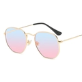 Gafas de sol irregulares de metal dorado con lentes degradadas azul-rosa y puntas negras - Montura Dorada Lente Degradado Azul Rosa C14
