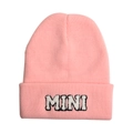 Berretto in maglia rosa per bambini con ricamo MINI e risvolto caldo - MINI-Stile Bambini / Rosa