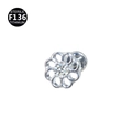 F136 titanium leaf flower stud earring with white zircon and internal threading - 1.2x6mm (Internal Thread M0.9) / Hollow Flower Style (款式3银色)
