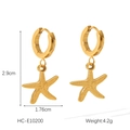 Gedetailleerde afmetingen van gouden zeester oorbellen met 2,9 cm hoogte en 4,2 g gewicht - Zeester Hanger Ring Stijl (HC-E10200)