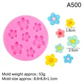Pink silicone flower mold with 7 cavities for DIY resin and fondant crafts - Five-Petal Flower Style (A500) / Pink
