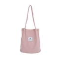 Borsa tote in velluto a coste rosa da donna con etichetta minimalista e borchie metalliche - Rosa