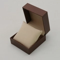 Brown lychee texture leather watch box with a soft beige cushion for storage - Coffee Exterior Beige Interior