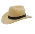 Detailed macro view of khaki felt cowboy hat for pets with black satin ribbon trim - Small 13.5cm / Khaki Black Ribbon