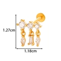 Gold plated labret stud with three sparkling cubic zirconia stones and size dimensions - Triple Stone Drop Style (2608-7#金)