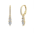 S925 silver 18K gold drop earrings with tiered round and pear-shaped zircon stones - Lze60-14k