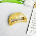 Elegant 11cm yellow marble pattern hair claw clip on soft linen background - Hollow Semi-Circle 8cm-Brown Coffee