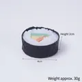 Realistisches PVC Seetang-Sushi Schlüsselanhänger Modell mit 4cm Durchmesser und 2cm Höhe - Große Meeresalgen Sushi Rolle - 3 Mix (Nur Modell)