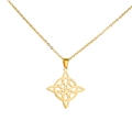 Minimalist gold-plated stainless steel Celtic witch knot necklace with a classic O-chain - Silver Steel Celtic Knot Moon
