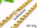 Golden flower link stainless steel necklace for men, size 600x5mm and weight 37g - Gold 5mm Necklace (60cm)