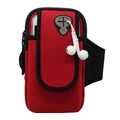 Fascia da braccio sportiva rossa per cellulare con cinturino e foro per auricolari - Rosso