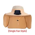 Khaki outdoor sun hat with solar fan and neck flap for hiking, single fan model - Single Fan Model / Khaki
