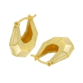 Minimalistische S925 Silbeohrringe mit facettierter Textur und Goldbeschichtung - 18K Gold