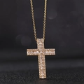 Fashionable gold cross pendant necklace with sparkling cubic zirconia pavé for women - Gold Pavé White Zircon Cross (0100C)