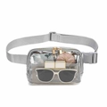 Waterproof grey transparent PVC belt bag with mesh pocket and adjustable strap - Transparent Gray Double Pull