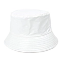 Reversible white patent leather bucket hat with glossy finish and reinforced stitching - One Size(58cm) / White