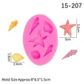 Molde de silicona rosa con formas de estrella de mar y concha para decoración - 3#-Combo de Vida Marina / Rosa
