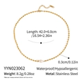 Detail showing dimensions of a 18K gold-plated stainless steel freshwater pearl necklace - Single Pearl Bead Chain Necklace (YYN023062)