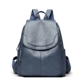 Chic grey-blue women's backpack with sheepskin texture and kangaroo embossed logo - Teal