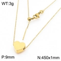 Collier cœur en acier inoxydable doré 18k avec pendentif de 9mm et poids de 3g - Collier Or (KN290516-Z)