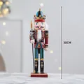 Classic 30cm wooden nutcracker soldier with blue crown and golden spear for Xmas decor - Blue Nutcracker Spearman-30cm