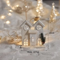 22cm white wooden Christmas house ornament with warm LED lights and snowy texture finish - Half Face White Small