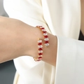 Bracciale rigido barocco in oro 18k con zirconi marquise rossi e bianchi incastonati - Zircone Rosso Color Oro